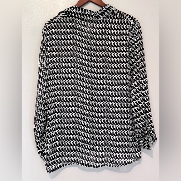 Nasty Gal Houndstooth Sparkle Sheer Button-Down – NWT (Size 12) ✨ - Picture 3 of 8